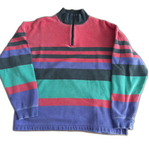Vintage Gap Multicolored Stripe Quarter-Zip Sweater Men's Large